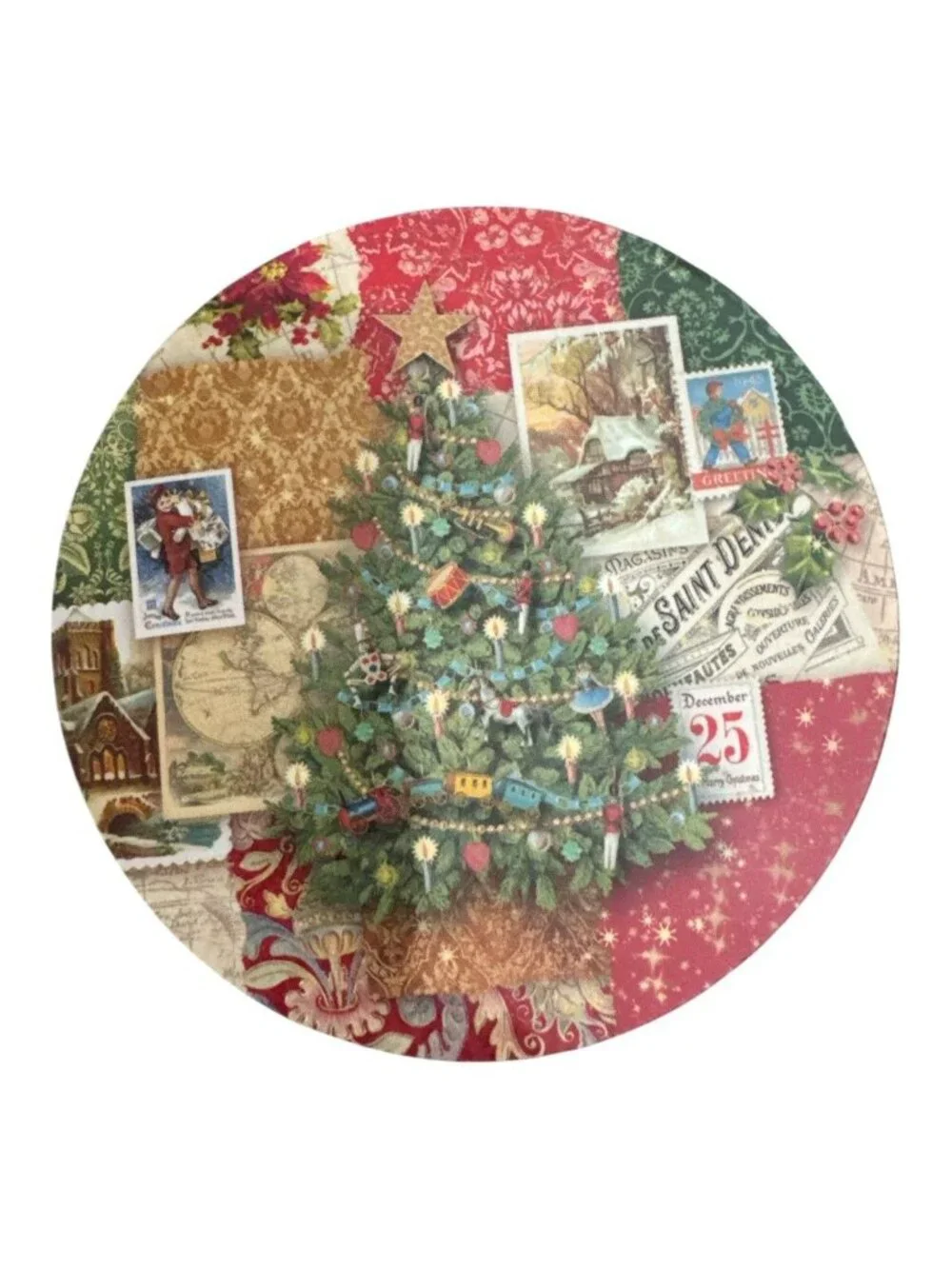 Punch Studio Christmas Tree Coasters Set Of 6 Round Festive Holiday Design 4